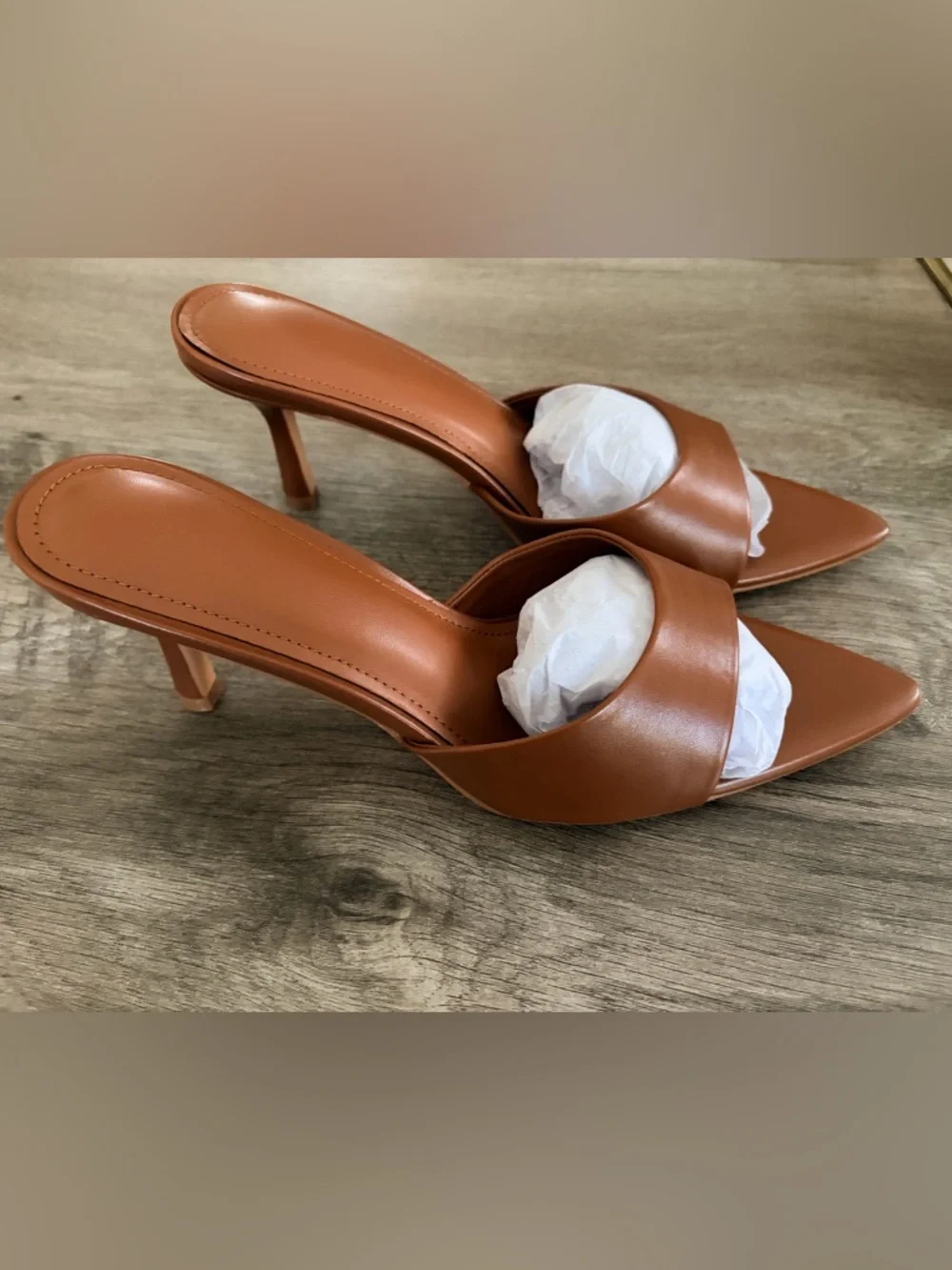 Womens Open-Toe Slide Heels in Brown - Picture 5 of 6